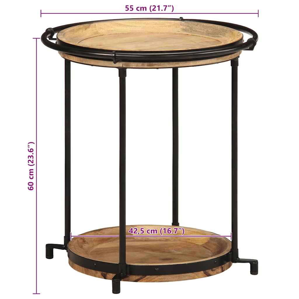 Table d'appoint Ø55x60 cm bois de manguier massif - XIOS