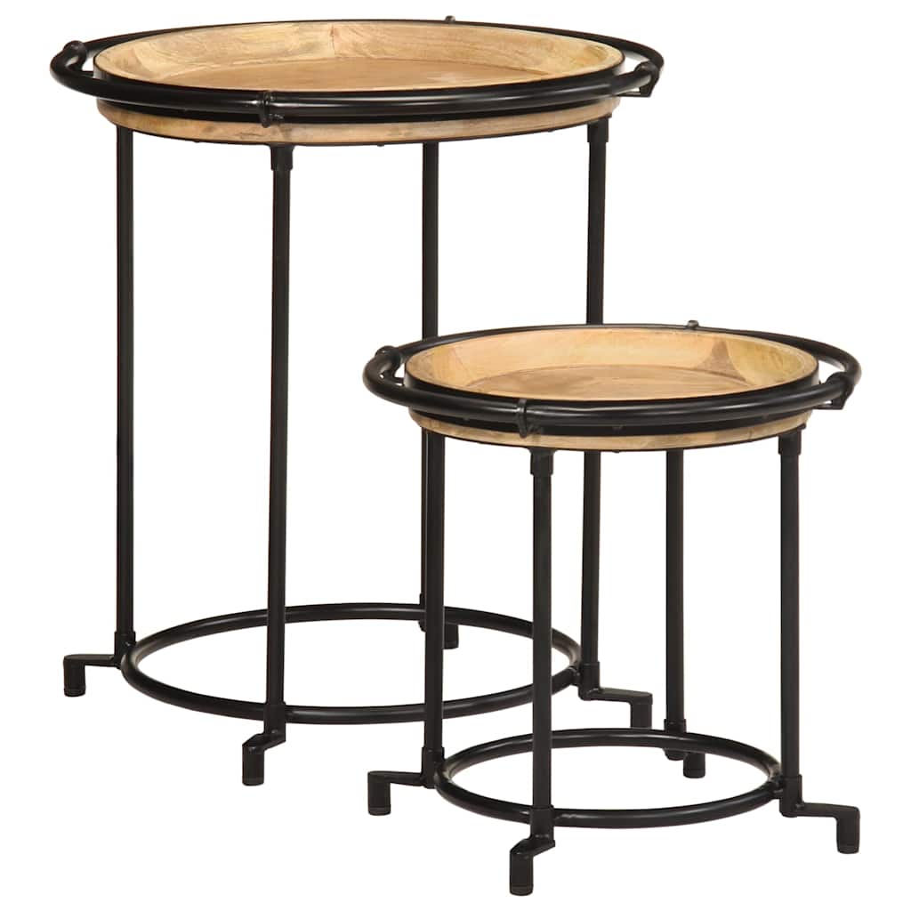 Ensemble de table d'appoint 2 pcs bois massif de manguier - XIOS