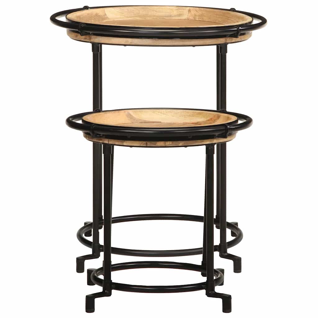 Ensemble de table d'appoint 2 pcs bois massif de manguier - XIOS