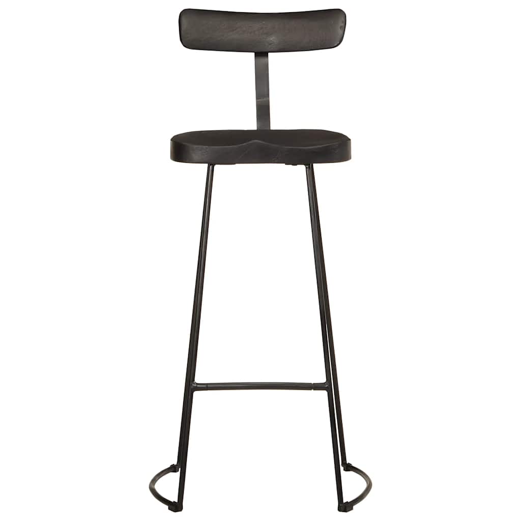 Tabourets de bar lot de 2 noir 49x43x103cm bois manguier massif - XIOS