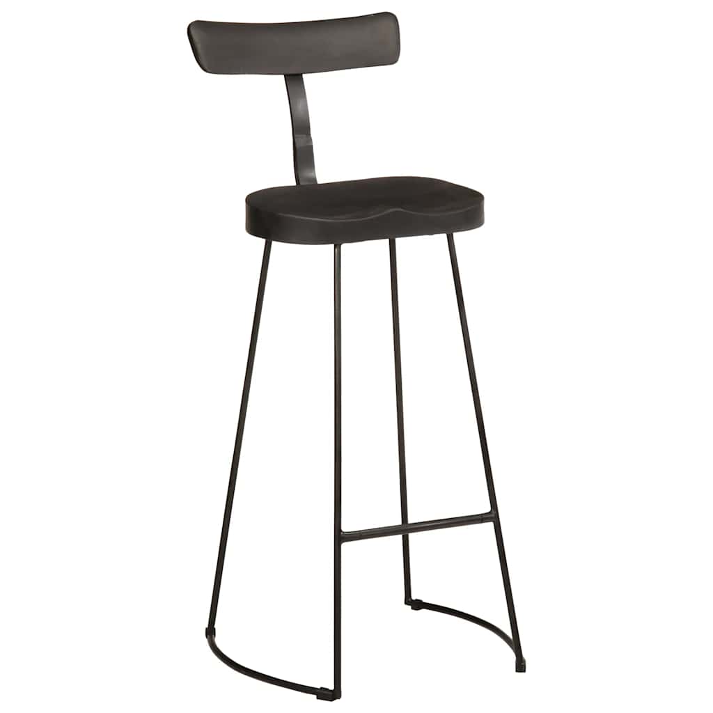 Tabourets de bar lot de 2 noir 49x43x103cm bois manguier massif - XIOS