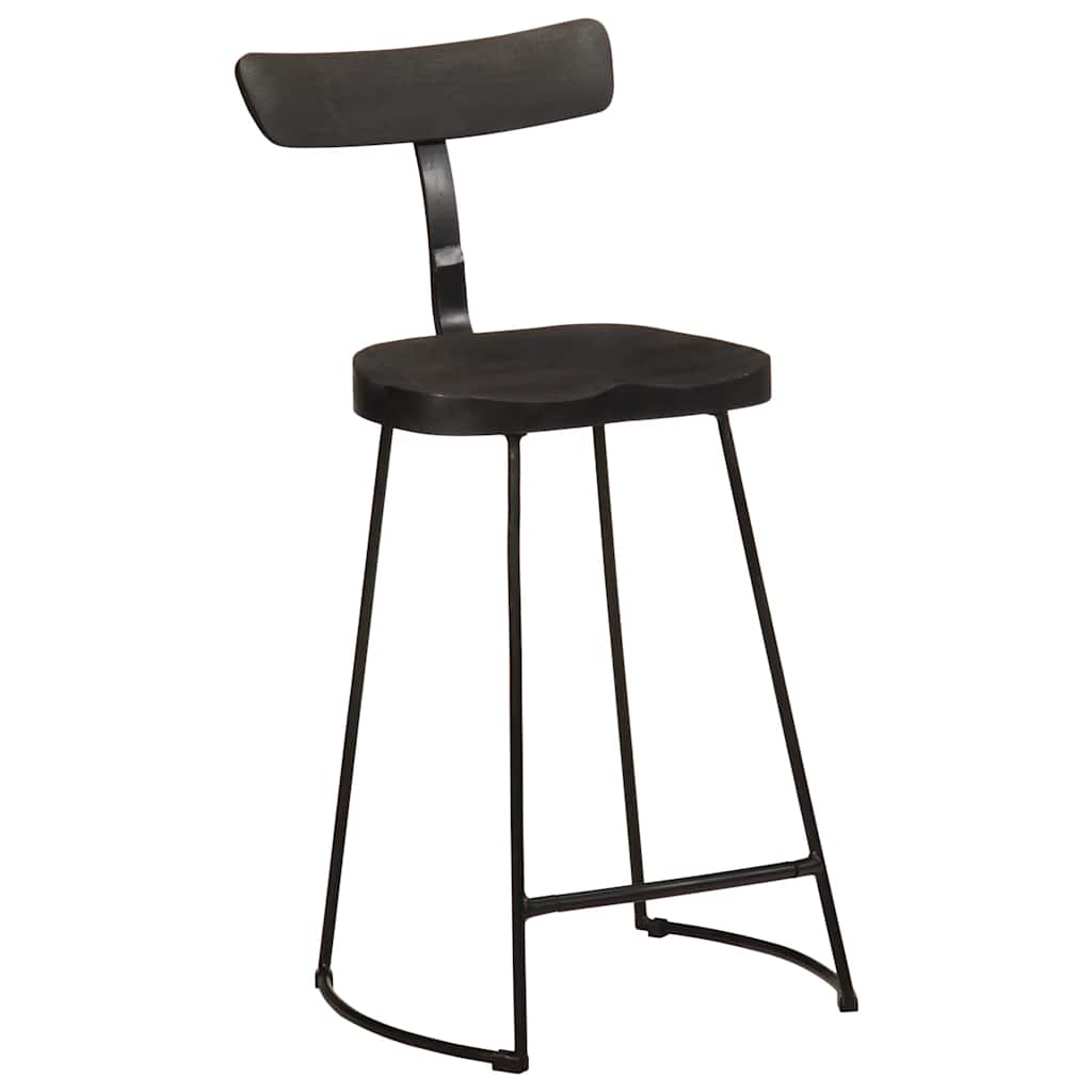 Tabourets de bar lot de 2 noir 49x43x88 cm bois manguier massif - XIOS