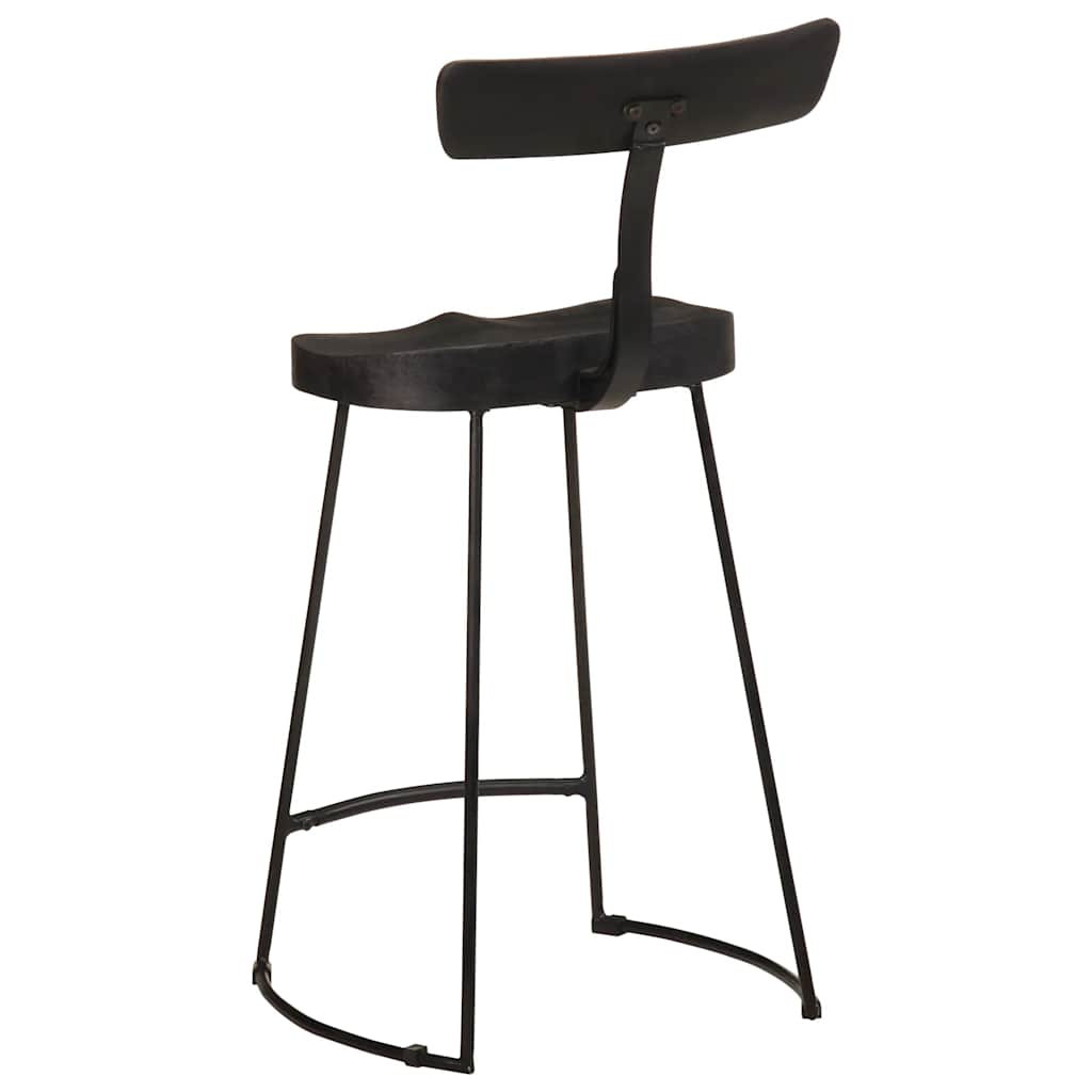 Tabourets de bar lot de 2 noir 49x43x88 cm bois manguier massif - XIOS