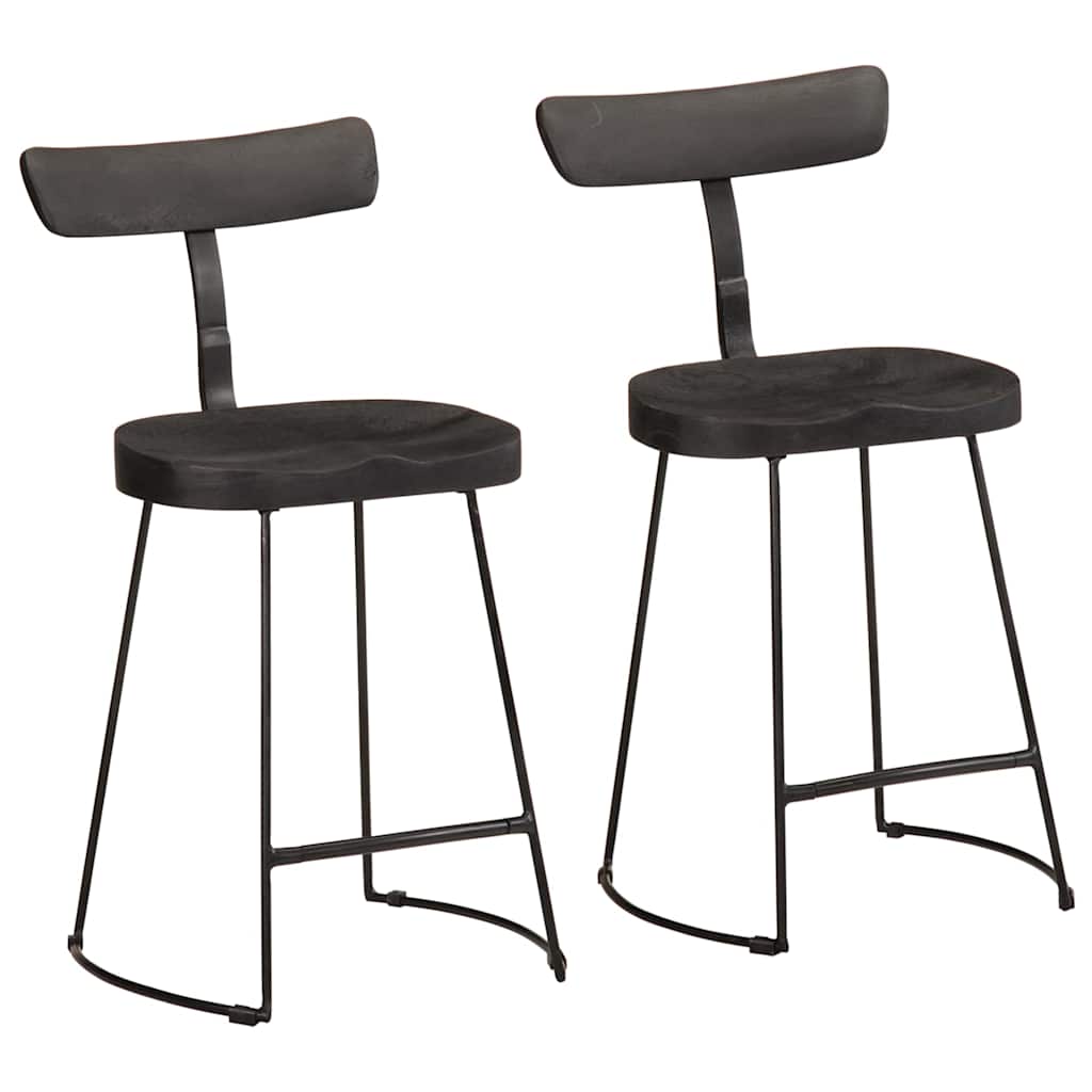 Tabourets de bar lot de 2 noir 49x43x79 cm bois manguier massif - XIOS