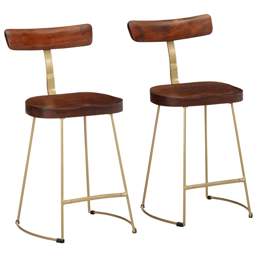 Tabourets de bar lot de 2 49x43x79 cm bois de manguier massif - XIOS