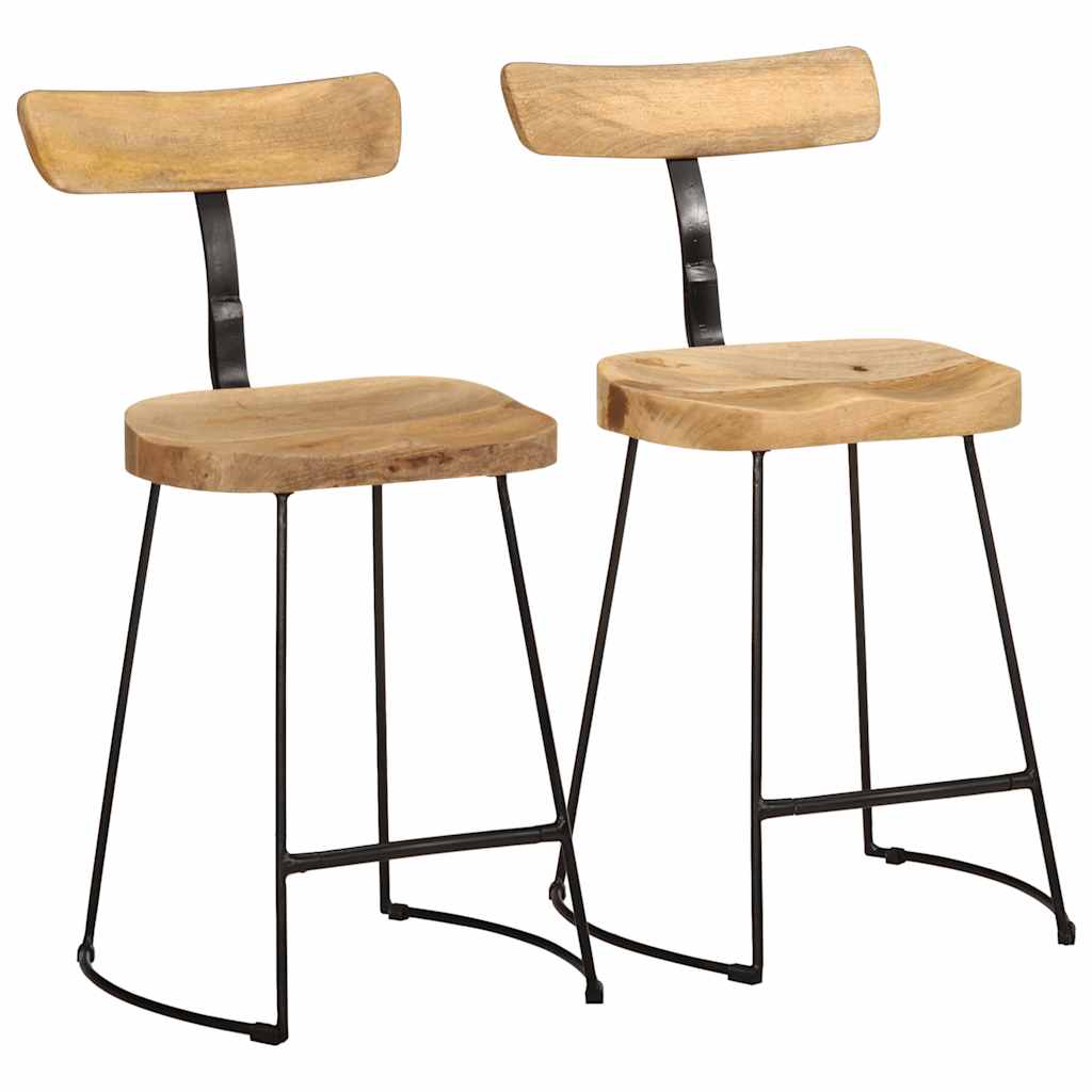 Tabourets de bar lot de 2 49x43x79 cm bois de manguier massif - XIOS