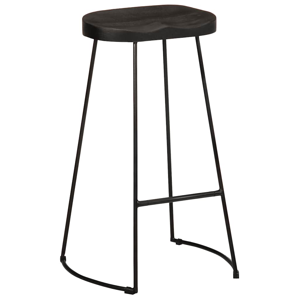 Tabourets de bar lot de 2 noir 45x40x78 cm bois manguier massif - XIOS