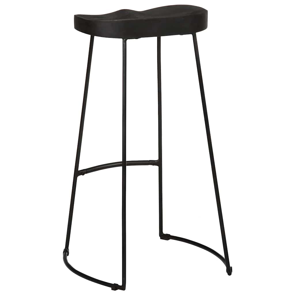 Tabourets de bar lot de 2 noir 45x40x78 cm bois manguier massif - XIOS
