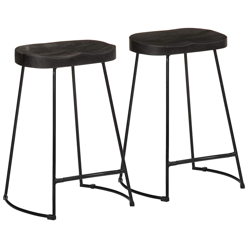 Tabourets de bar lot de 2 noir 45x40x62 cm bois manguier massif - XIOS