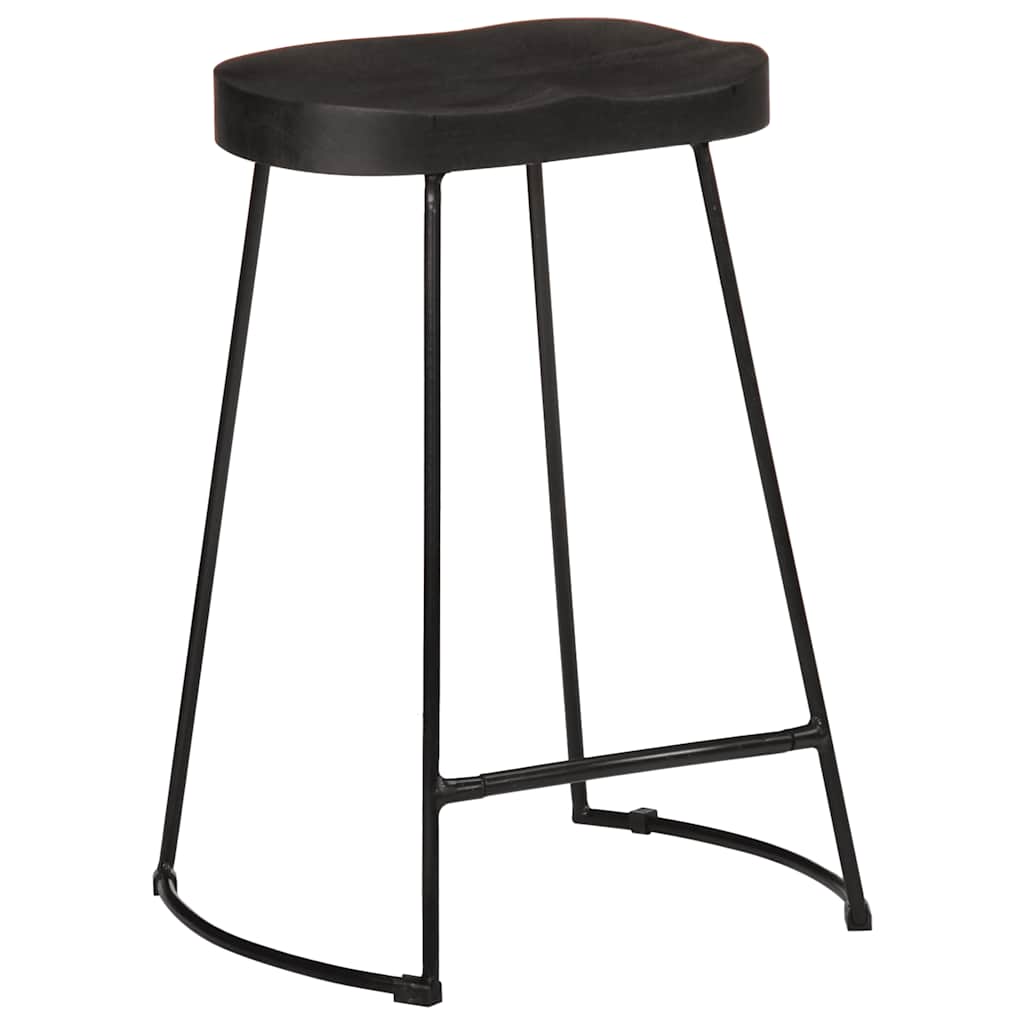 Tabourets de bar lot de 2 noir 45x40x62 cm bois manguier massif - XIOS