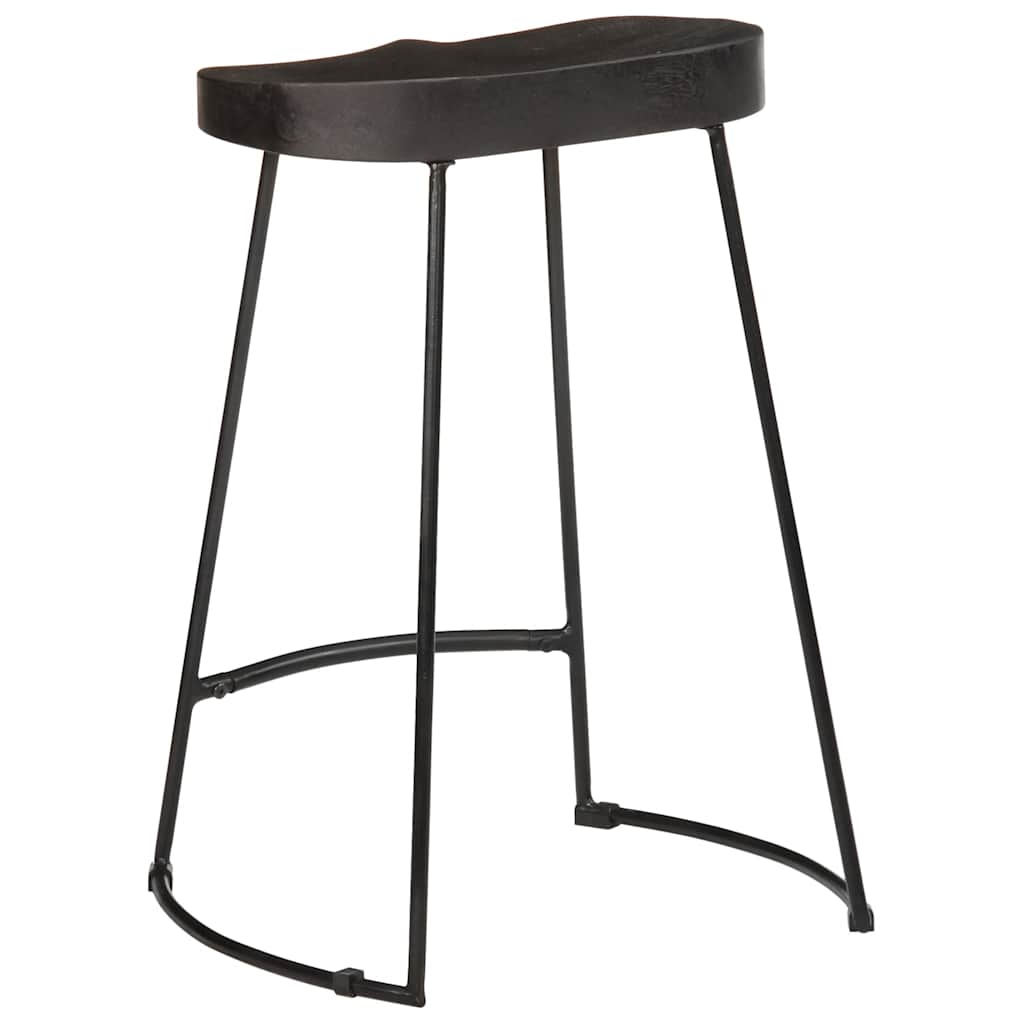 Tabourets de bar lot de 2 noir 45x40x62 cm bois manguier massif - XIOS
