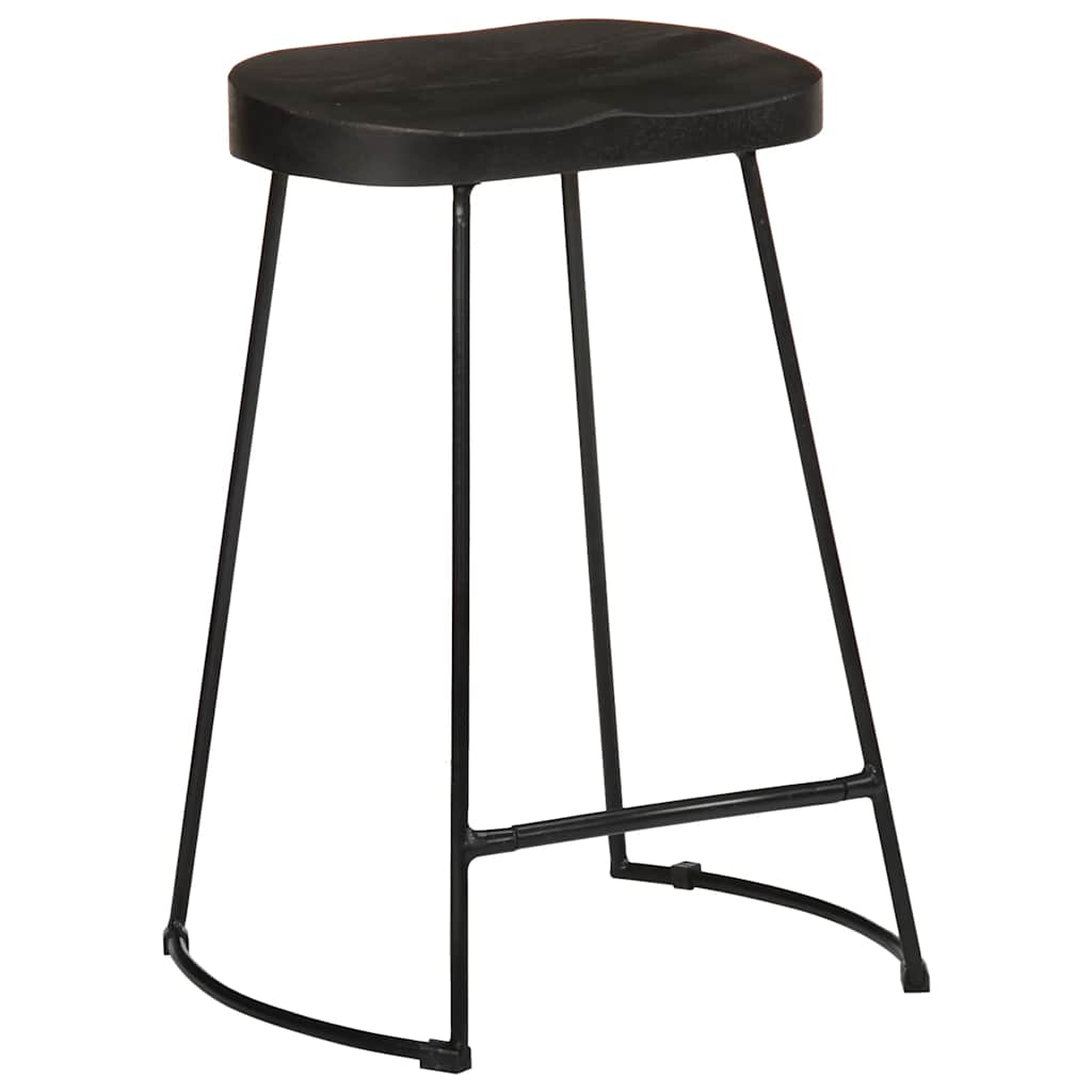 Tabourets de bar lot de 2 noir 45x40x62 cm bois manguier massif - XIOS