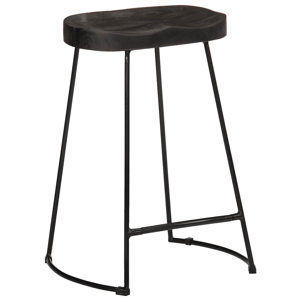 Tabourets de bar lot de 2 noir 45x40x62 cm bois manguier massif - XIOS