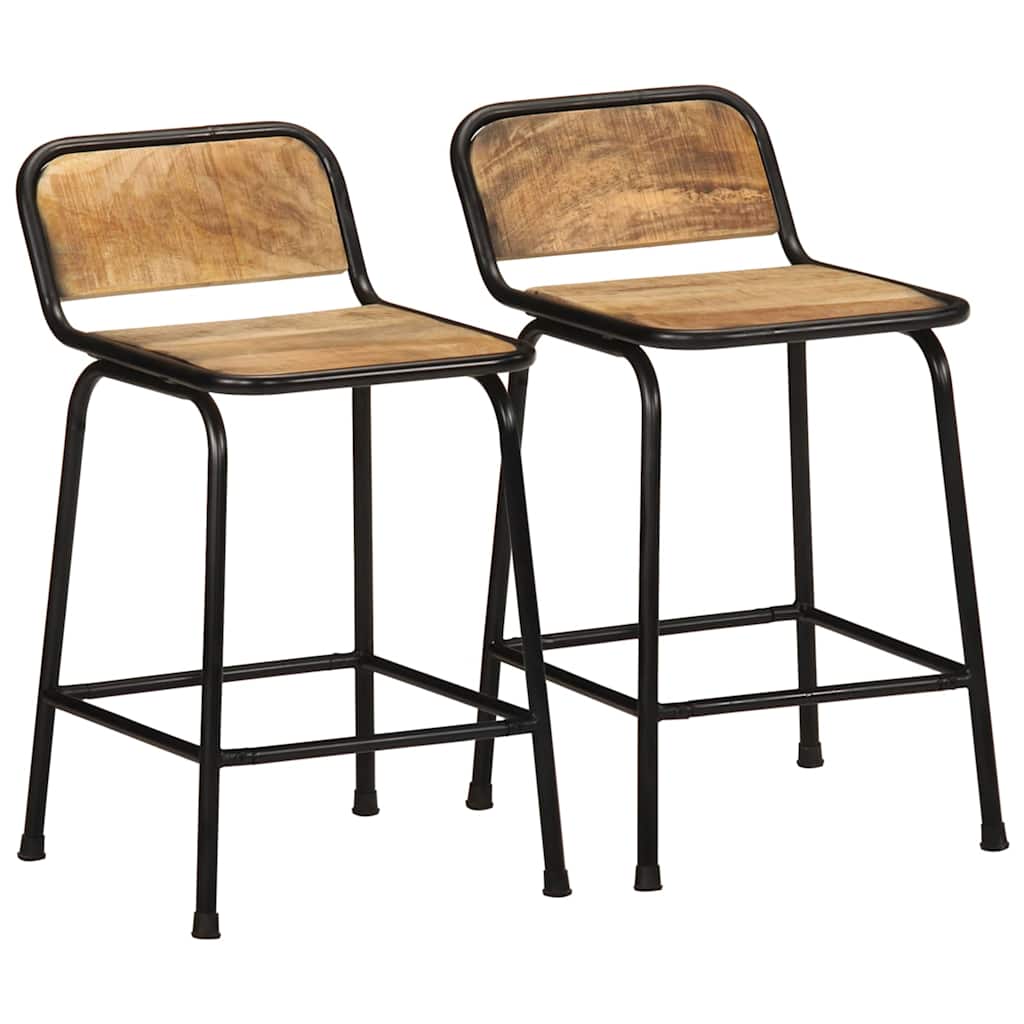 Tabourets de bar lot de 2 pcs bois massif manguier brut - XIOS