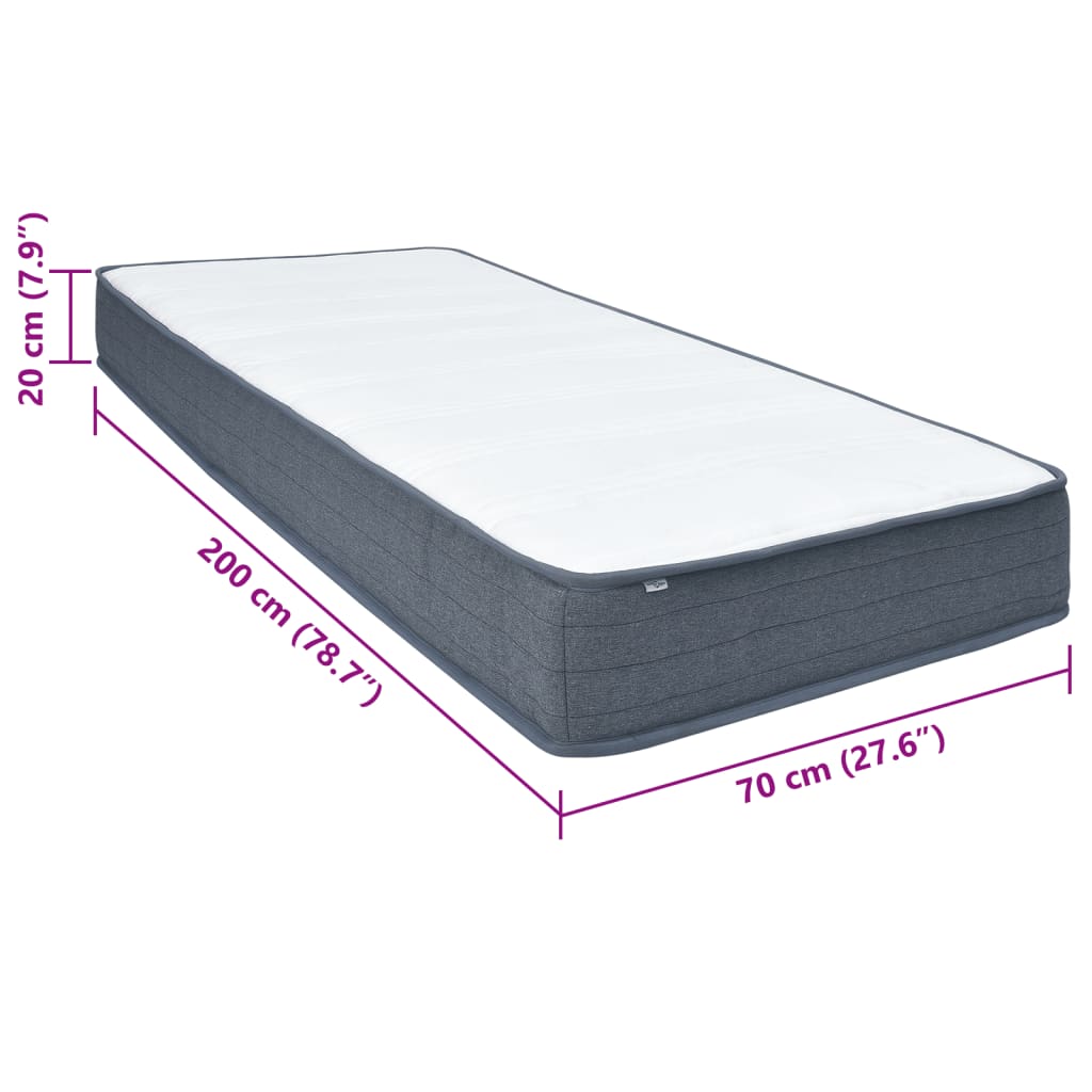 Matelas de sommier à lattes 200x70x20 cm mi-doux tissu