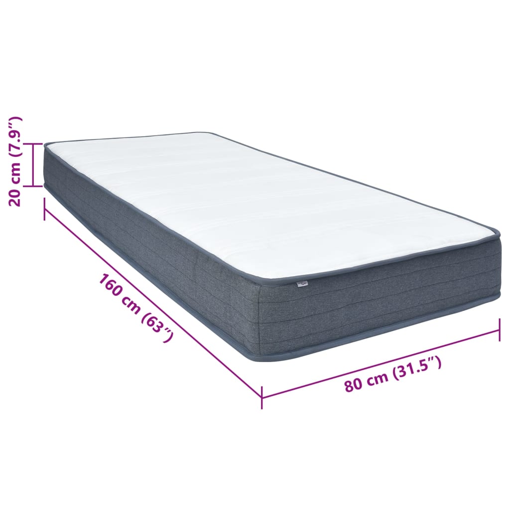 Matelas de sommier à lattes 160x80x20 cm mi-doux tissu - XIOS