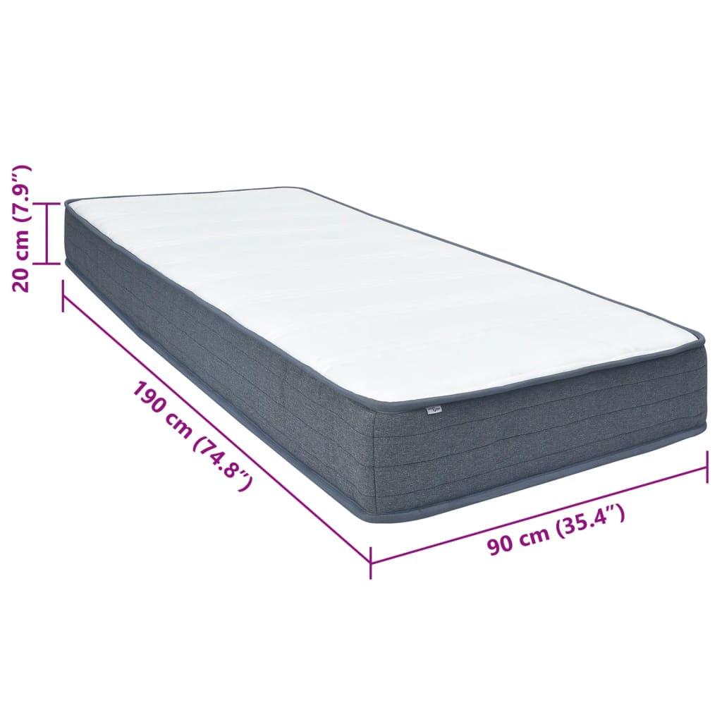 Matelas de sommier à lattes 190x90x20 cm mi-doux tissu - XIOS