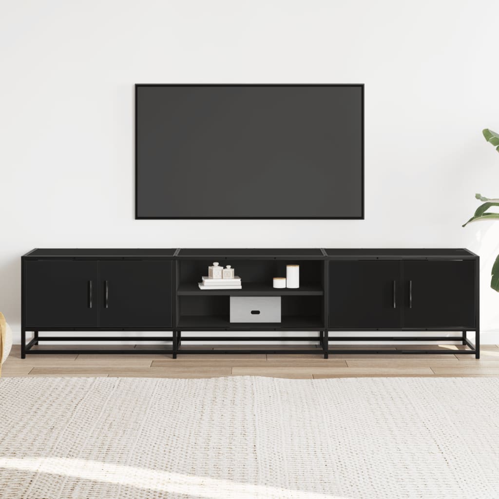 Meuble TV noir 180x35x41 cm bois d'ingénierie - XIOS