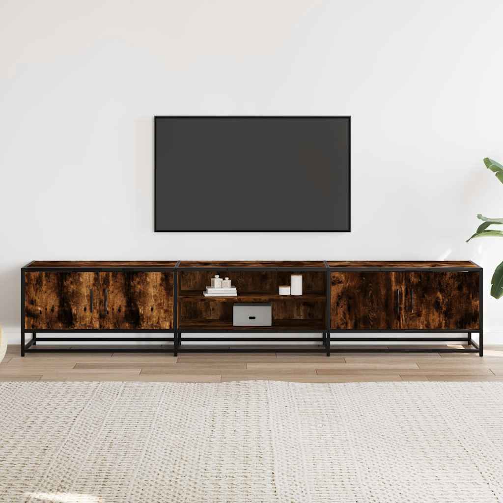 Meuble TV chêne fumé 210x35x41 cm bois d'ingénierie Meubles TV vidaXL   