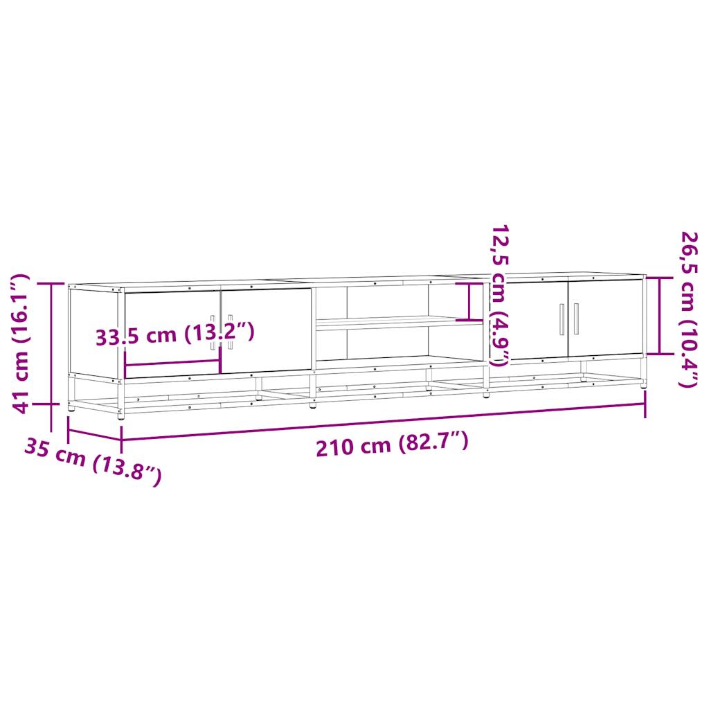 Meuble TV chêne fumé 210x35x41 cm bois d'ingénierie Meubles TV vidaXL   