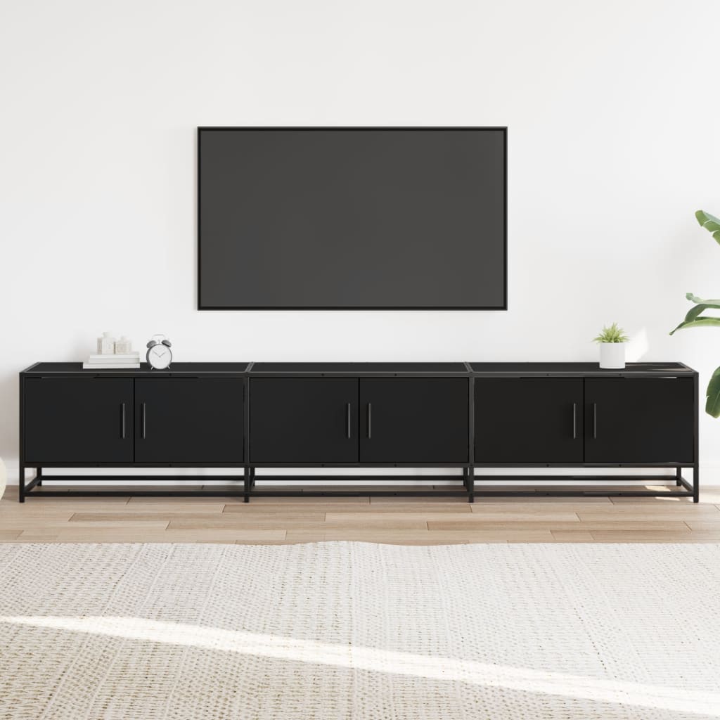 Meuble TV noir 210x35x41 cm bois d'ingénierie Meubles TV vidaXL   