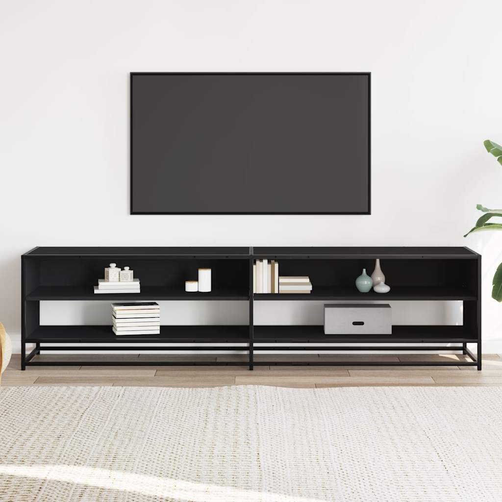 Meuble TV noir 180,5x40x46 cm bois d'ingénierie - XIOS