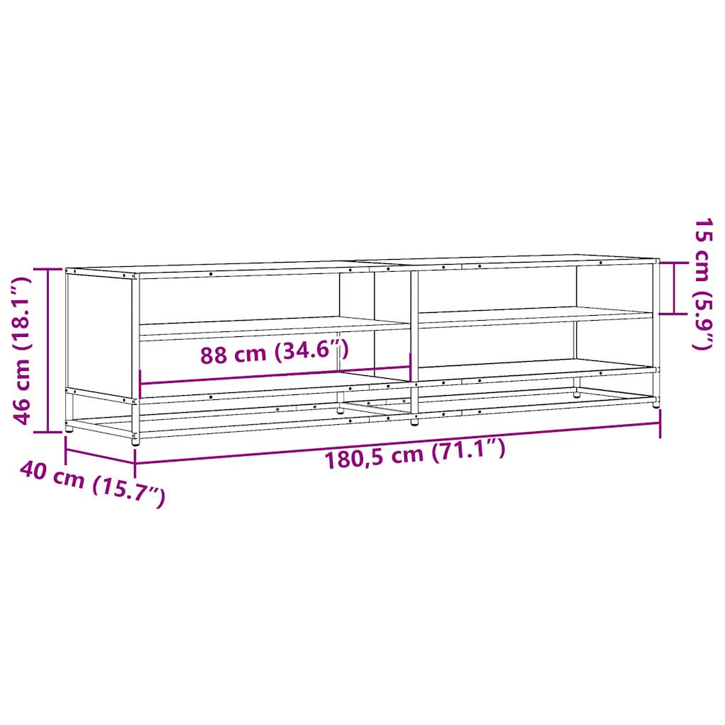Meuble TV chêne fumé 180,5x40x46 cm bois d'ingénierie - XIOS