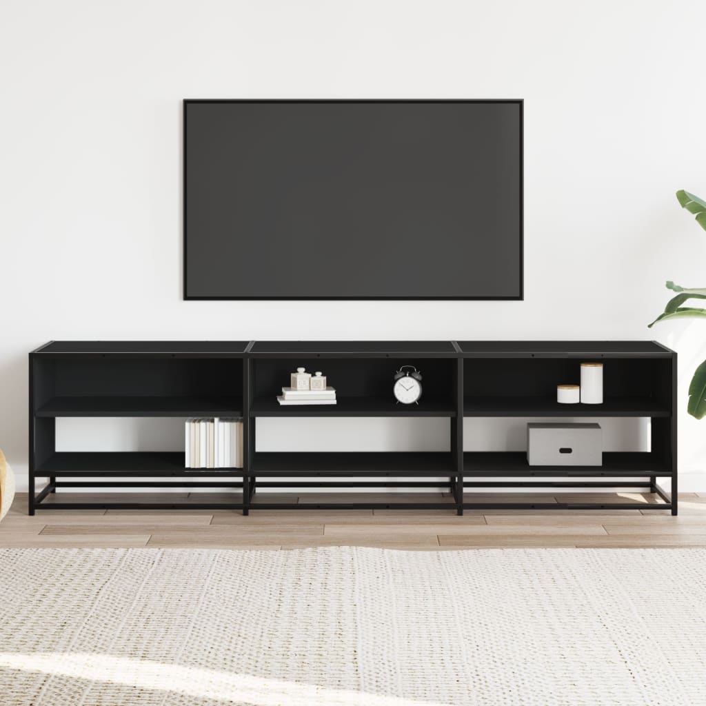 Meuble TV noir 180x40x46 cm bois d'ingénierie - XIOS