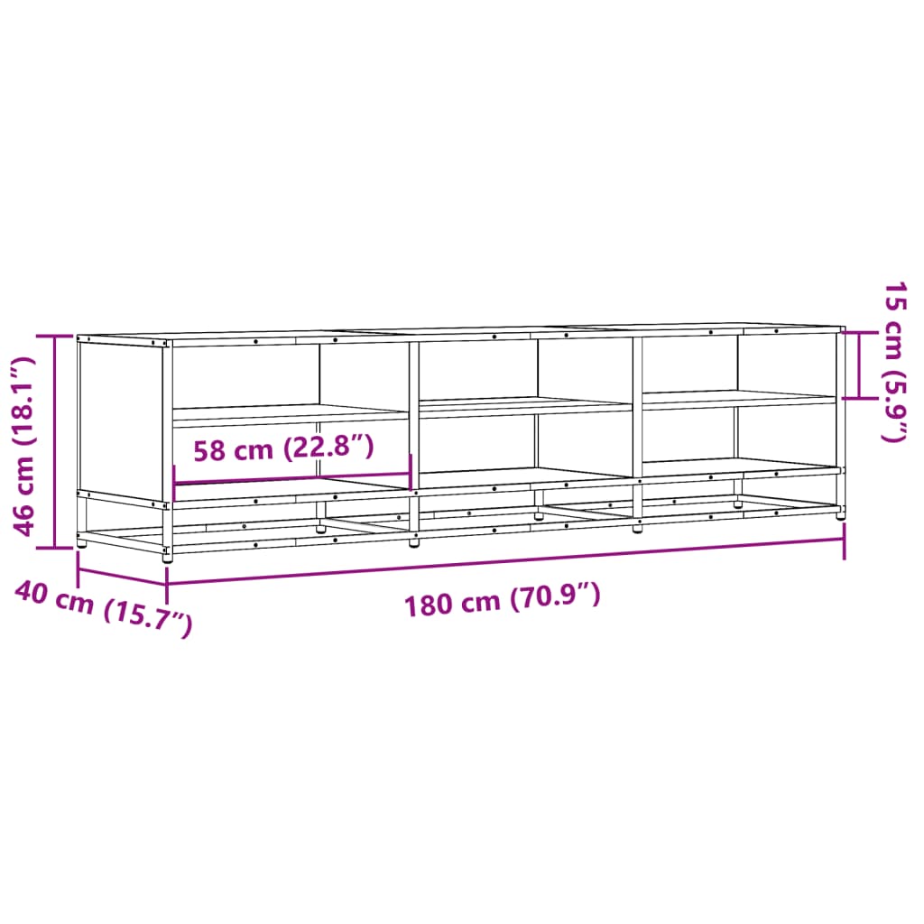 Meuble TV chêne marron 180x40x46 cm bois d'ingénierie - XIOS