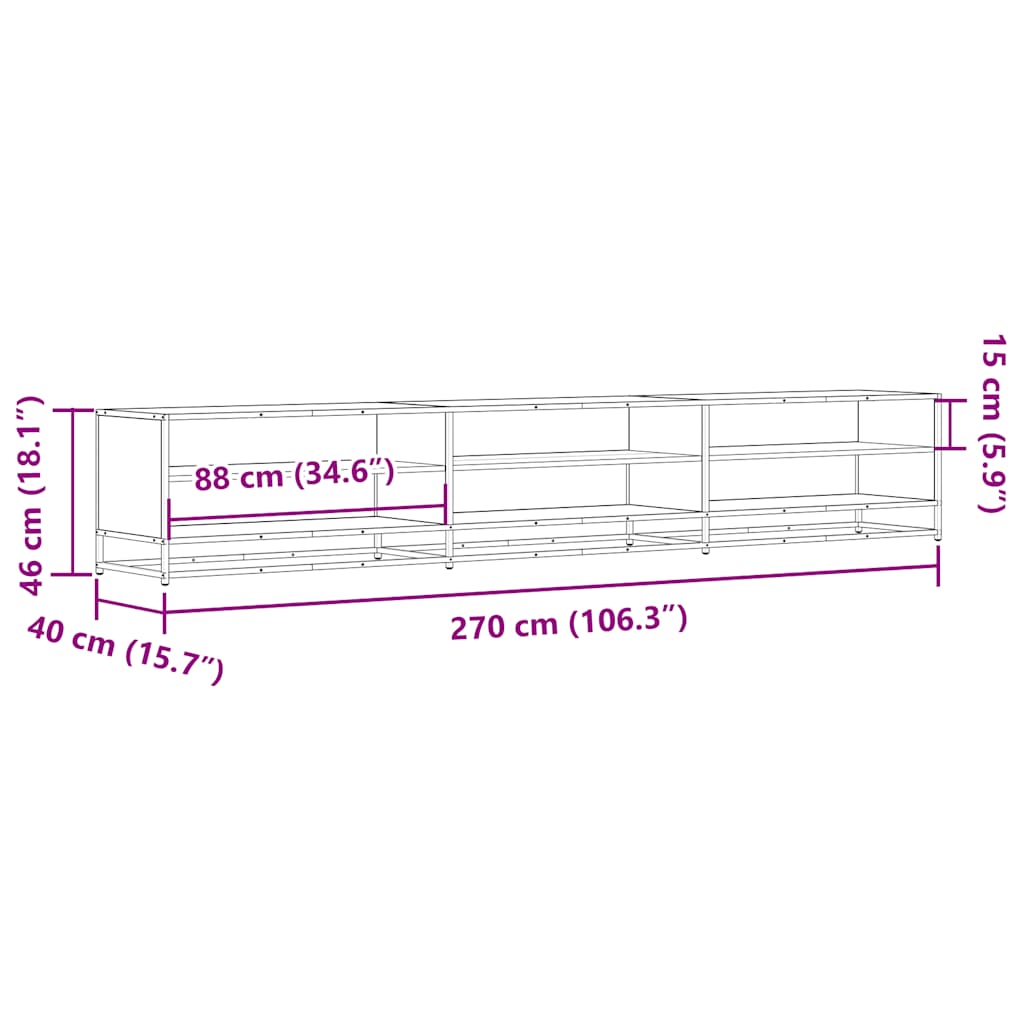 Meuble TV chêne sonoma 270x40x46 cm bois d'ingénierie - XIOS