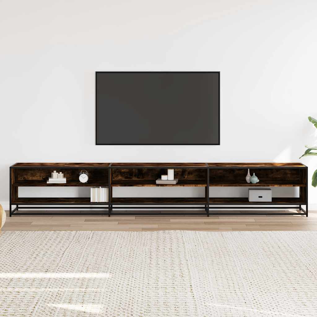 Meuble TV chêne fumé 270x40x46 cm bois d'ingénierie - XIOS
