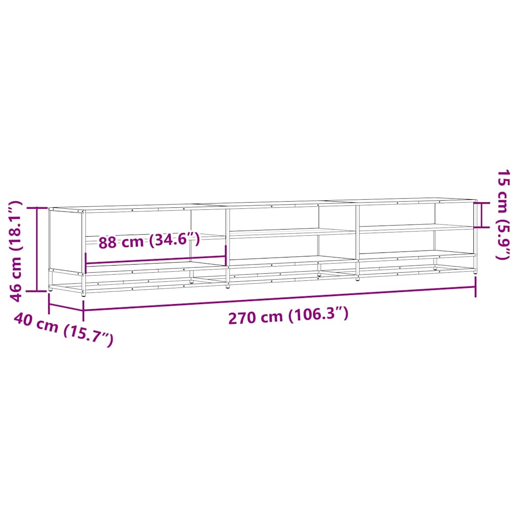 Meuble TV sonoma gris 270x40x46 cm bois d'ingénierie - XIOS