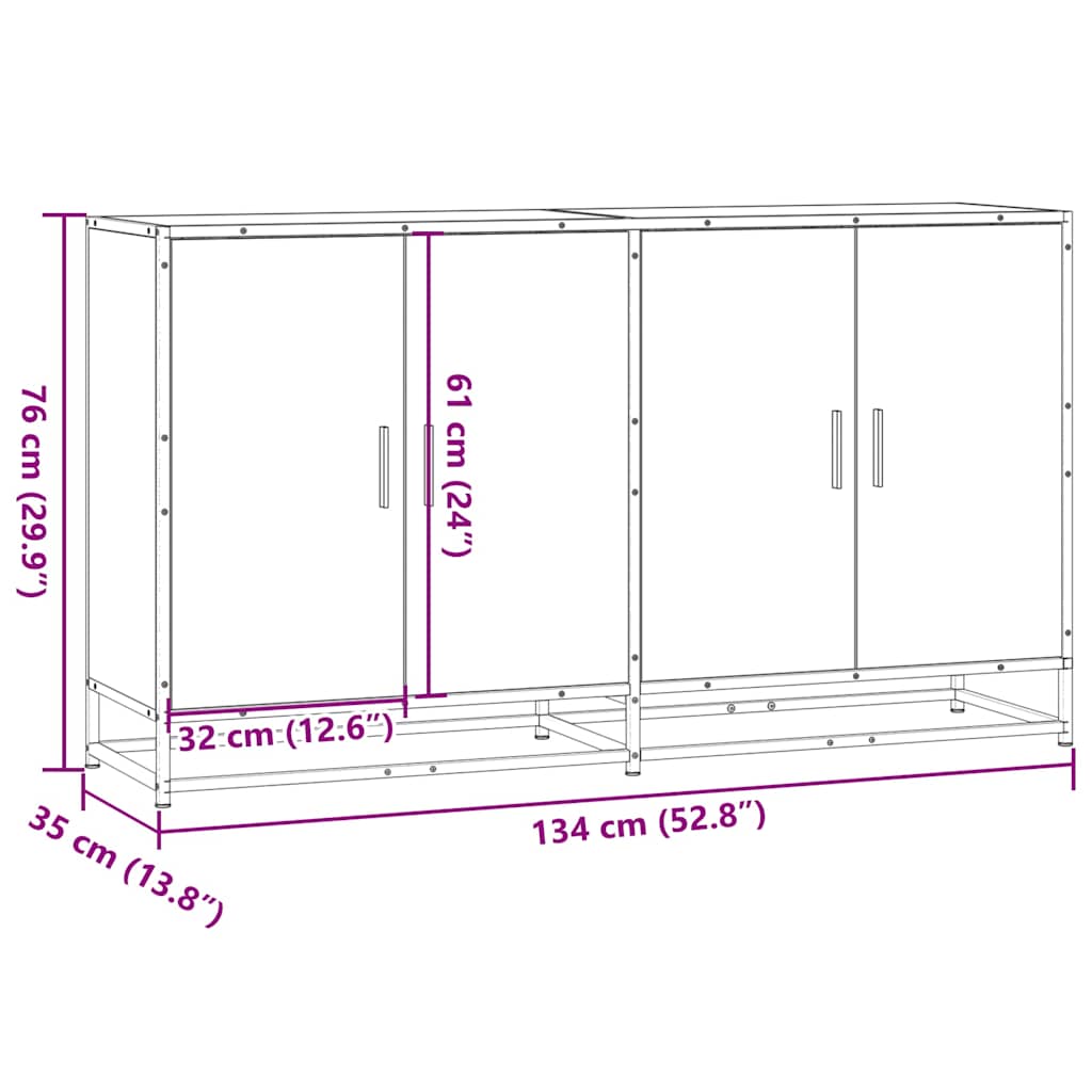Buffet chêne fumé 134x35x76 cm bois d'ingénierie - XIOS