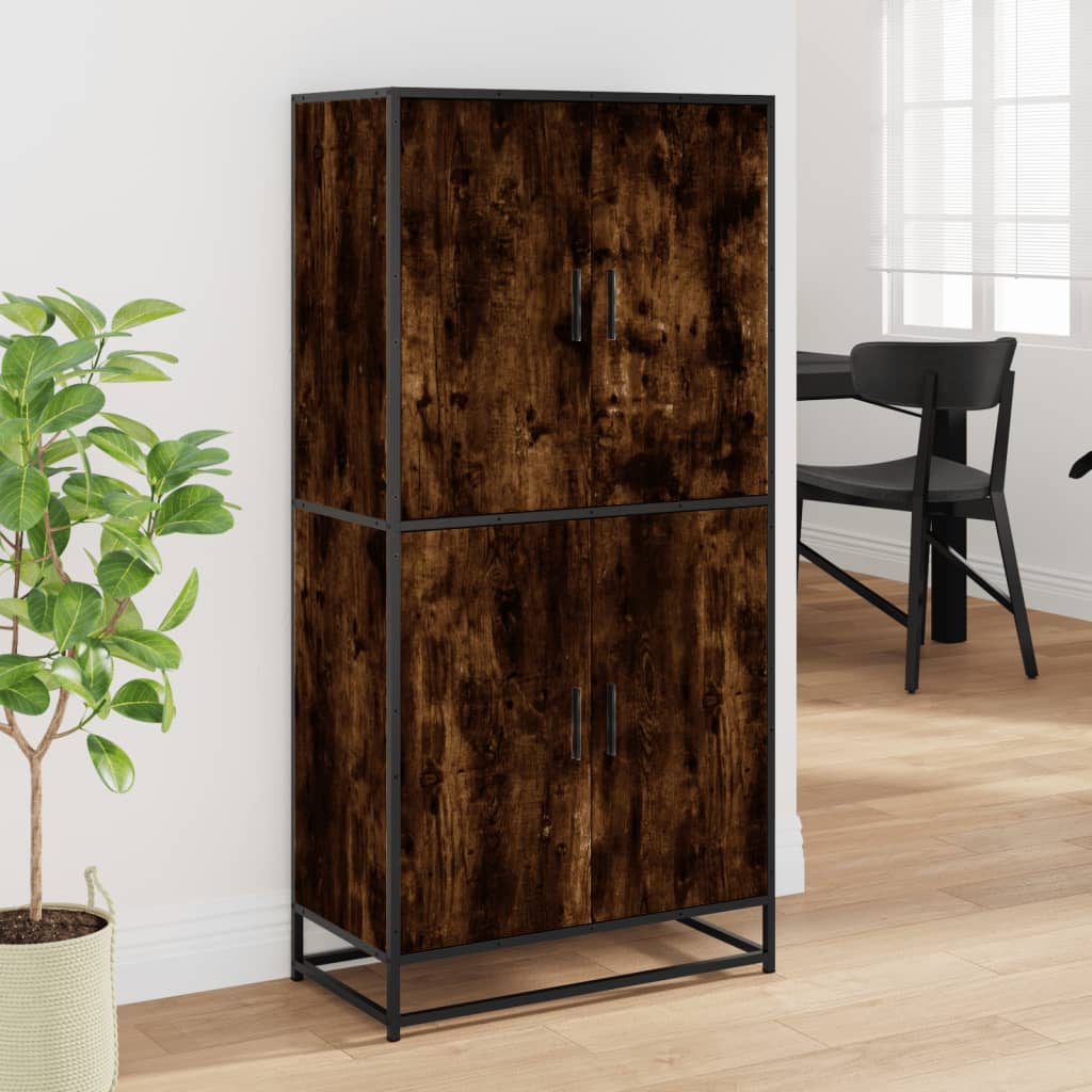 Buffet haut chêne fumé 68x35x139 cm bois d'ingénierie - XIOS