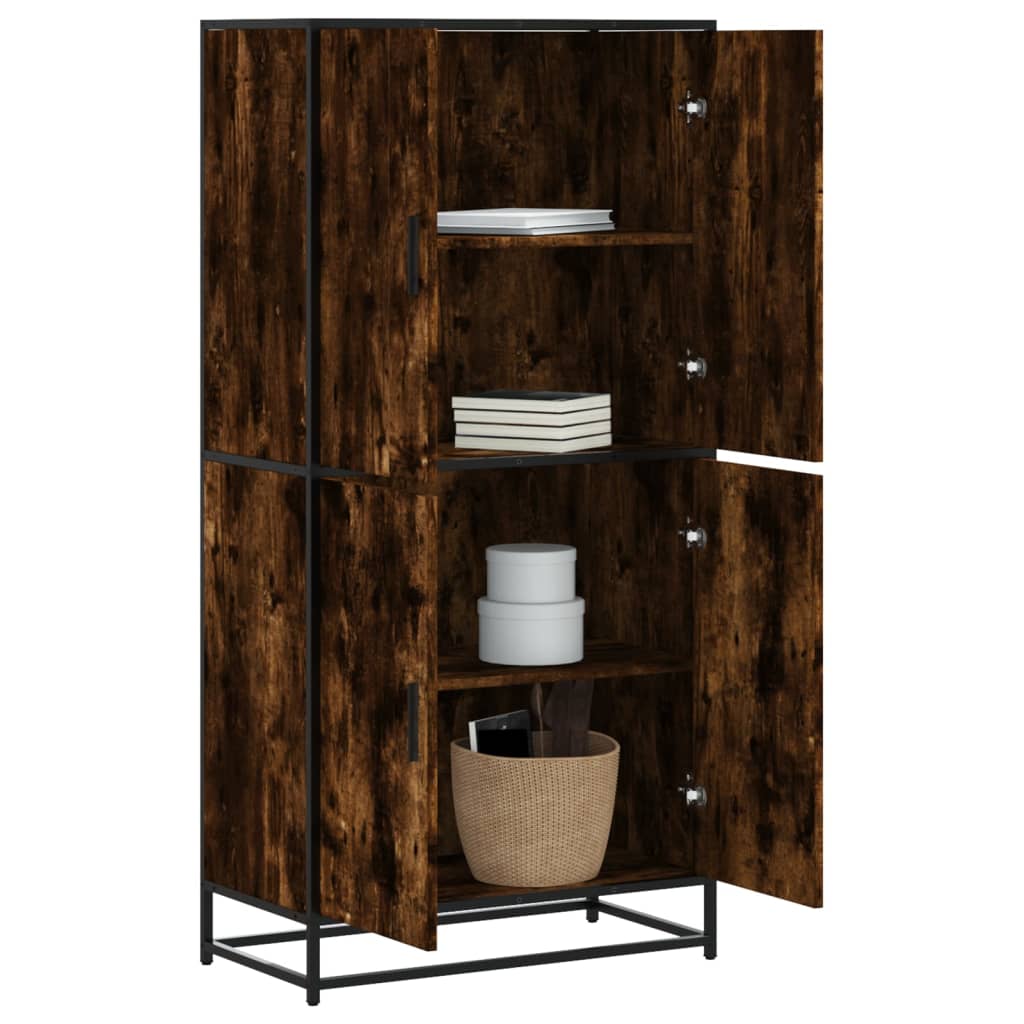 Buffet haut chêne fumé 68x35x139 cm bois d'ingénierie - XIOS