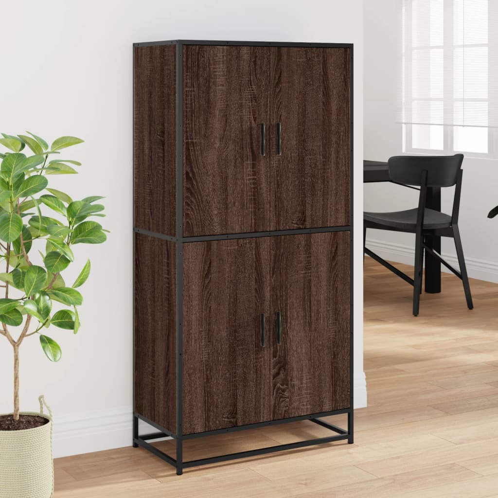 Buffet haut chêne marron 68x35x139 cm bois d'ingénierie