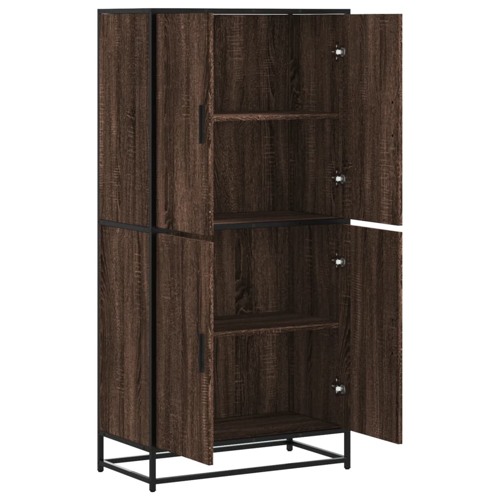 Buffet haut chêne marron 68x35x139 cm bois d'ingénierie