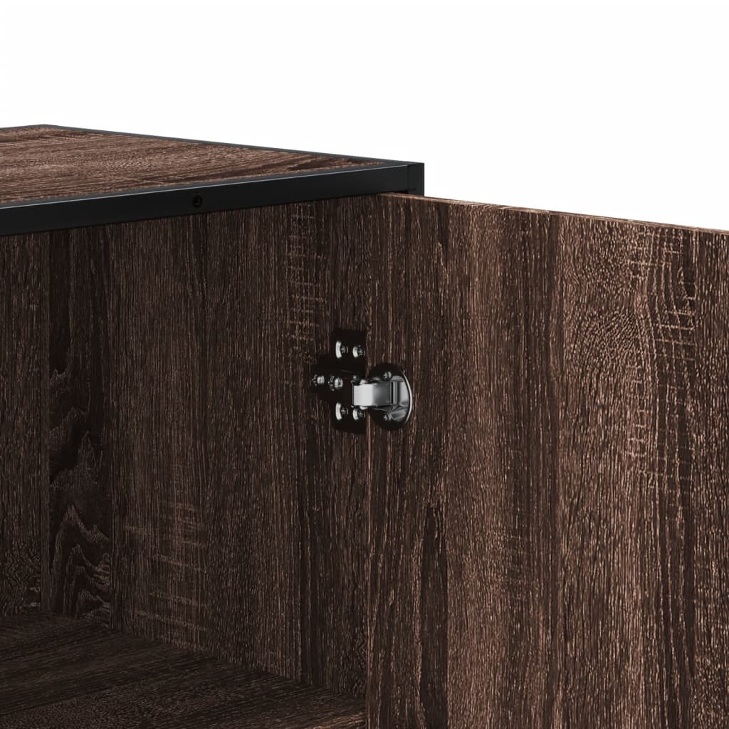 Buffet haut chêne marron 68x35x139 cm bois d'ingénierie