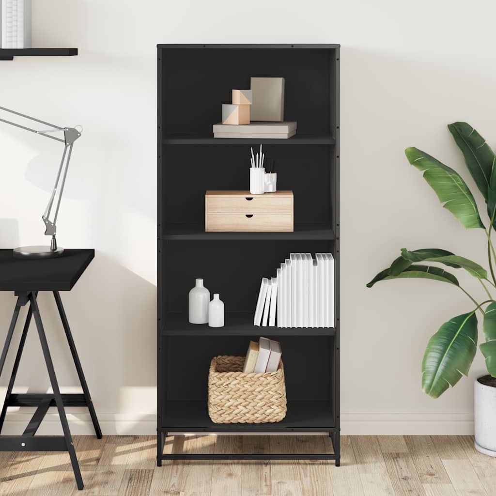 Bibliothèque noir 60x35x139 cm bois d'ingénierie - XIOS