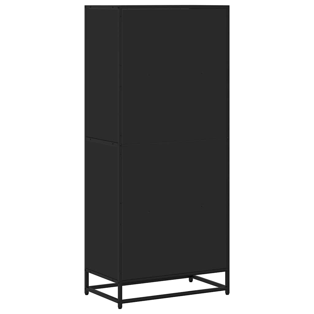 Bibliothèque noir 60x35x139 cm bois d'ingénierie - XIOS