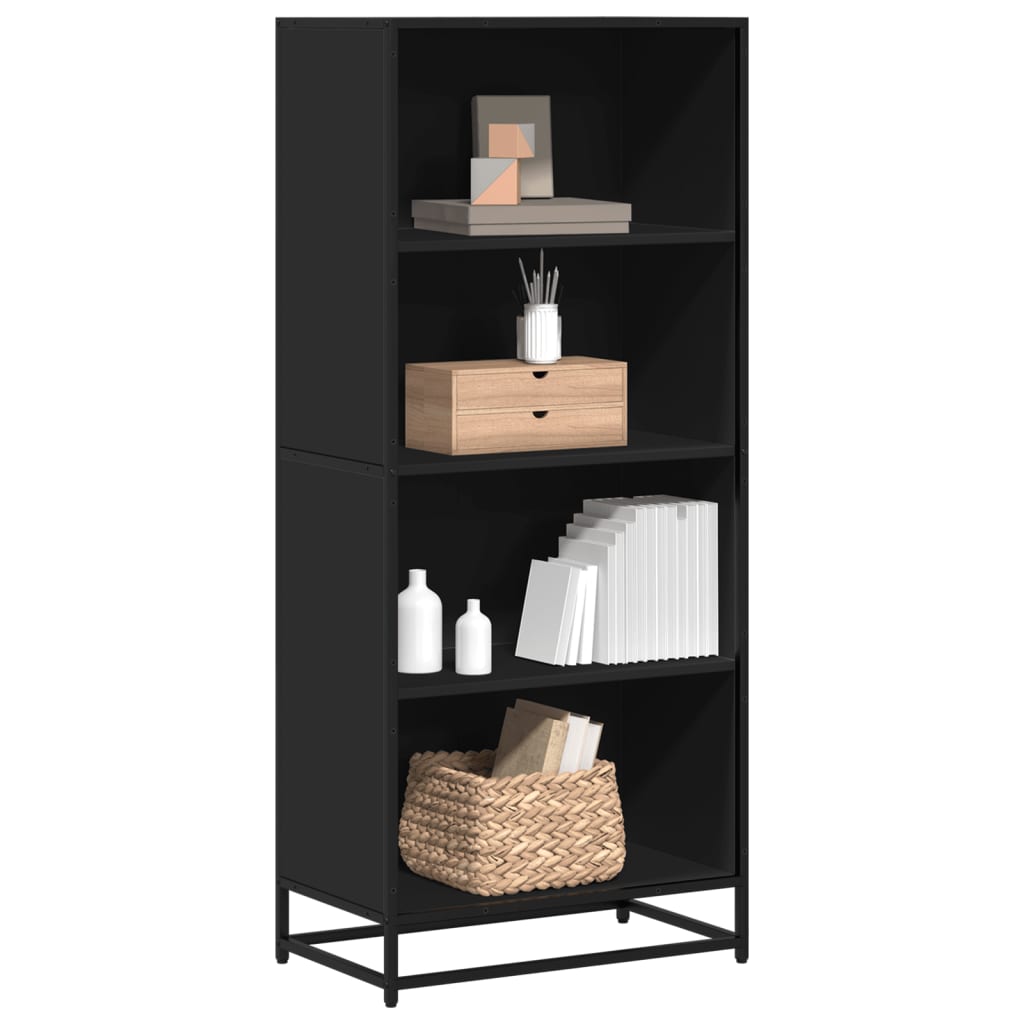 Bibliothèque noir 60x35x139 cm bois d'ingénierie - XIOS