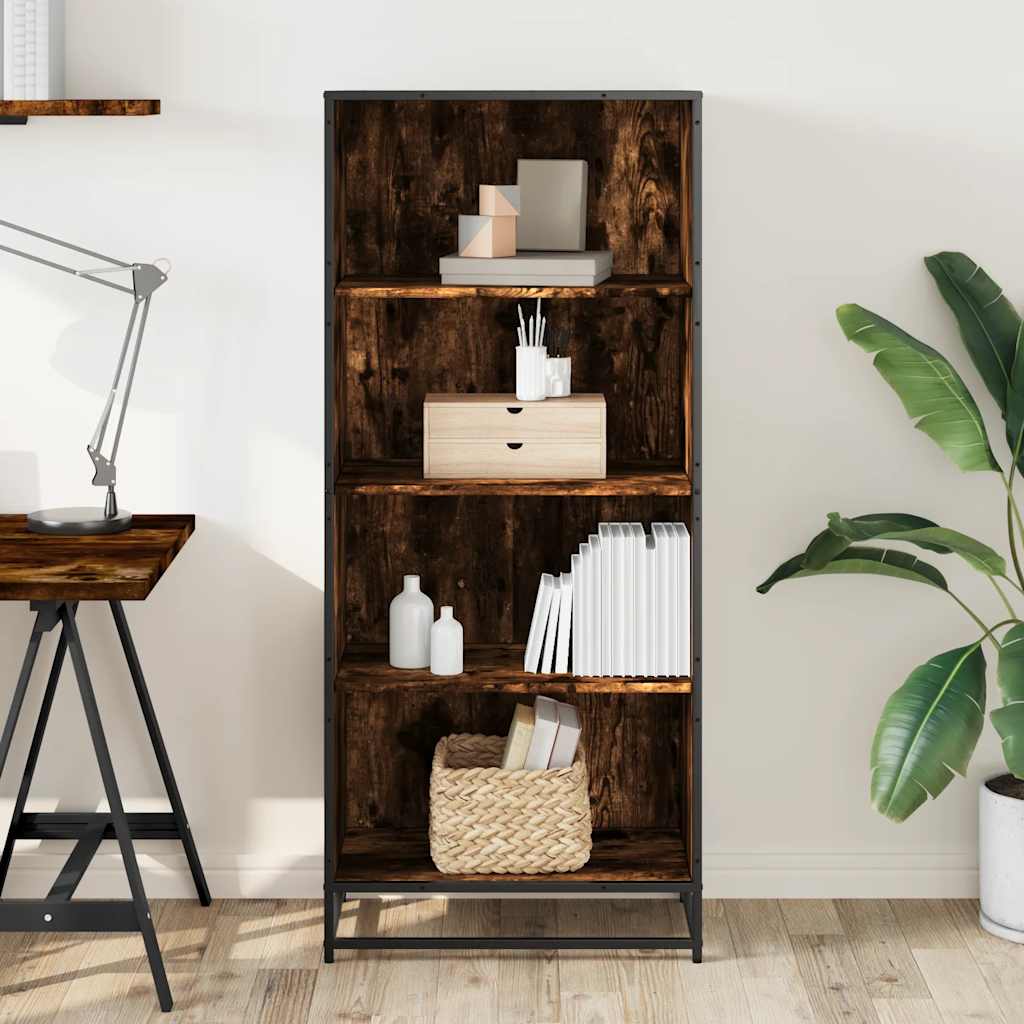Bibliothèque chêne fumé 60x35x139 cm bois d'ingénierie - XIOS