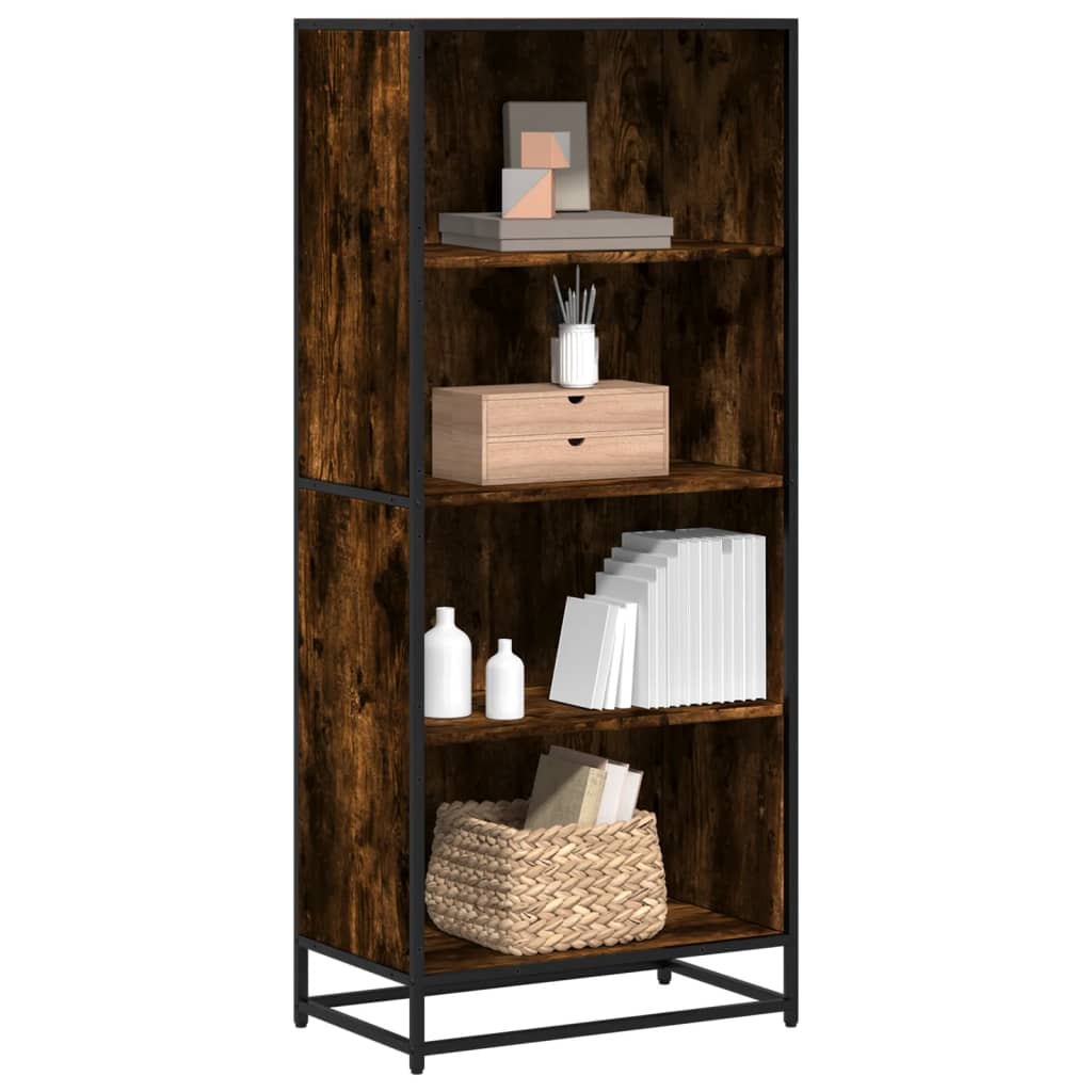 Bibliothèque chêne fumé 60x35x139 cm bois d'ingénierie - XIOS
