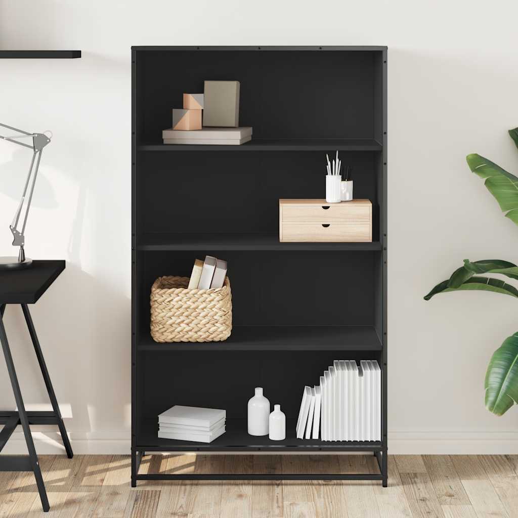 Bibliothèque noir 80,5x35x139 cm bois d'ingénierie - XIOS