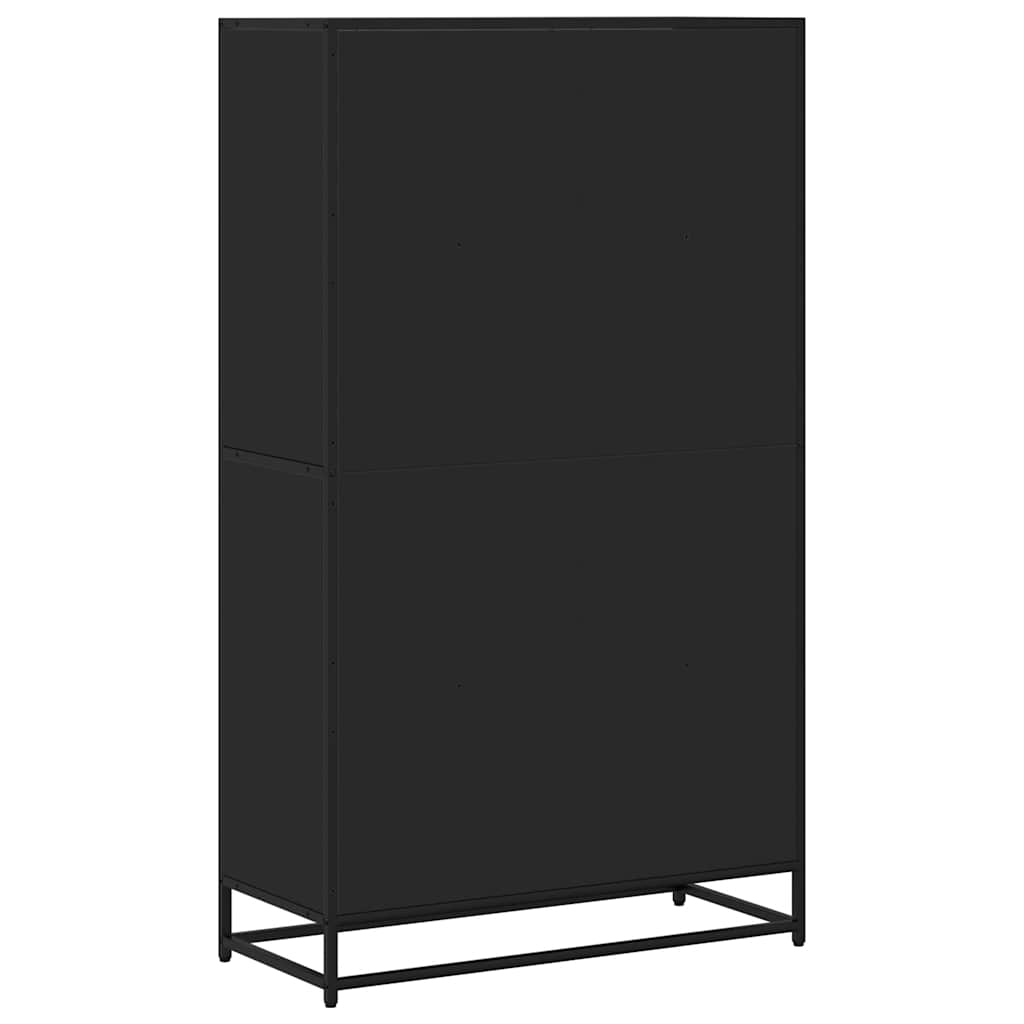 Bibliothèque noir 80,5x35x139 cm bois d'ingénierie - XIOS