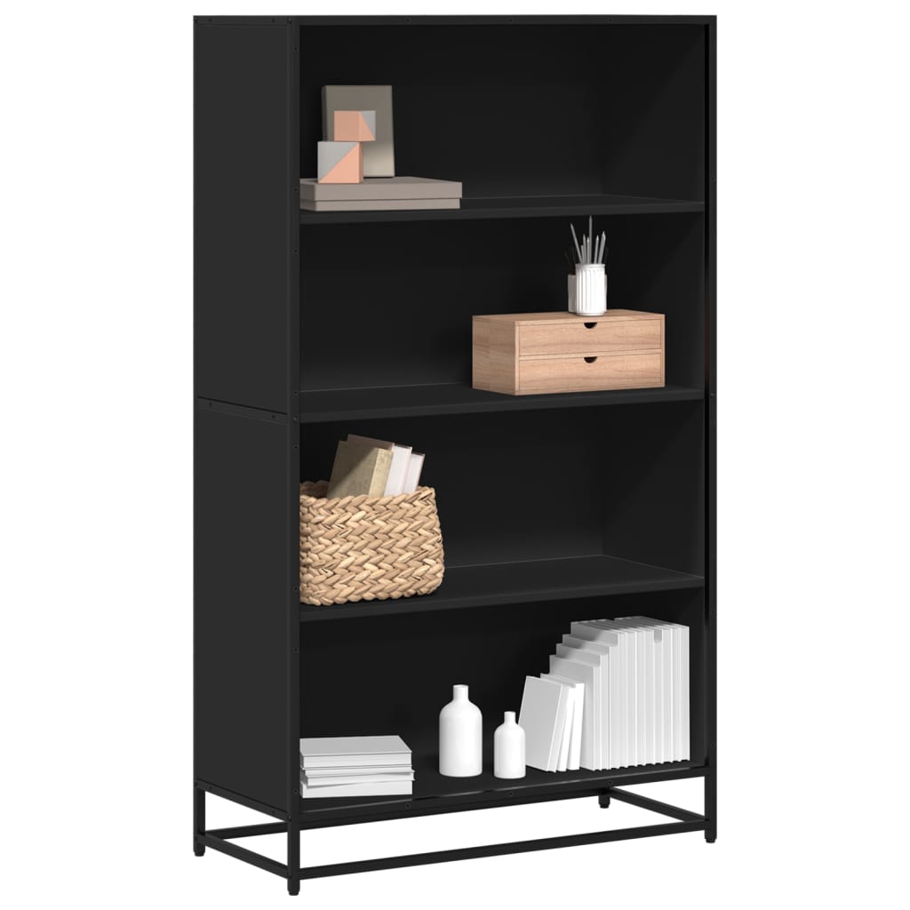 Bibliothèque noir 80,5x35x139 cm bois d'ingénierie - XIOS