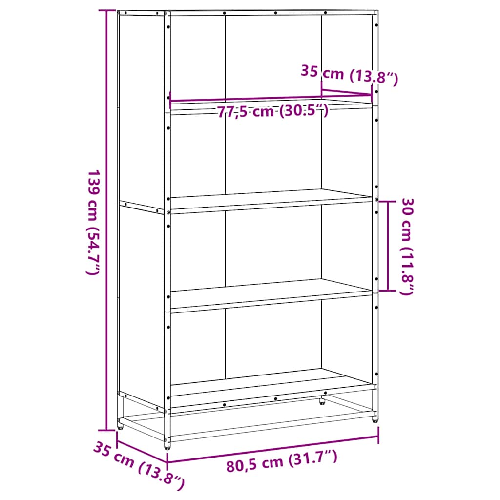 Bibliothèque chêne sonoma 80,5x35x139 cm bois d'ingénierie - XIOS