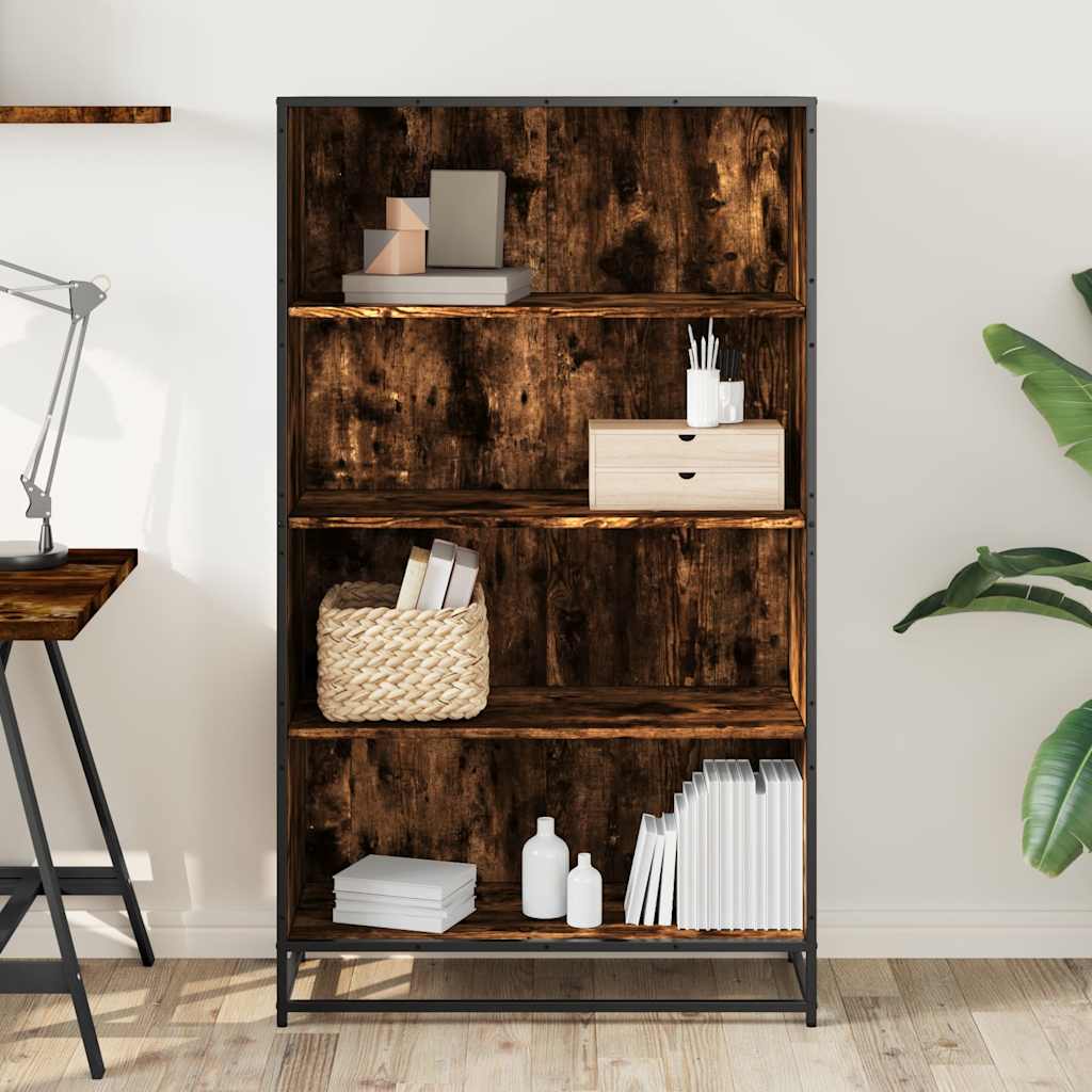 Bibliothèque chêne fumé 80,5x35x139 cm bois d'ingénierie - XIOS