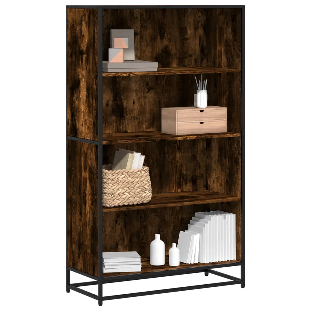 Bibliothèque chêne fumé 80,5x35x139 cm bois d'ingénierie - XIOS
