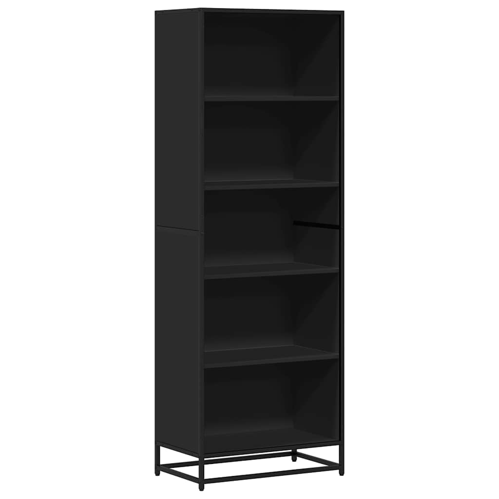 Bibliothèque noir 60x35x170,5 cm bois d'ingénierie - XIOS